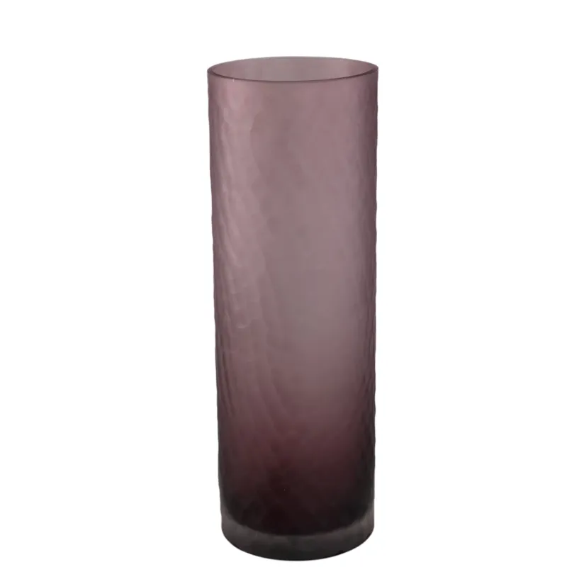 Vase – Hellrosa Glas, Geschliffene Oberfläche, Gerade Form, L – Paulene | PTMD