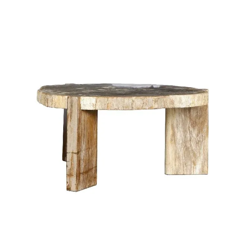Couchtisch – Versteinertes Holz, Dreibein Design, Organische Form, Natur, Hoch – Kayo | PTMD