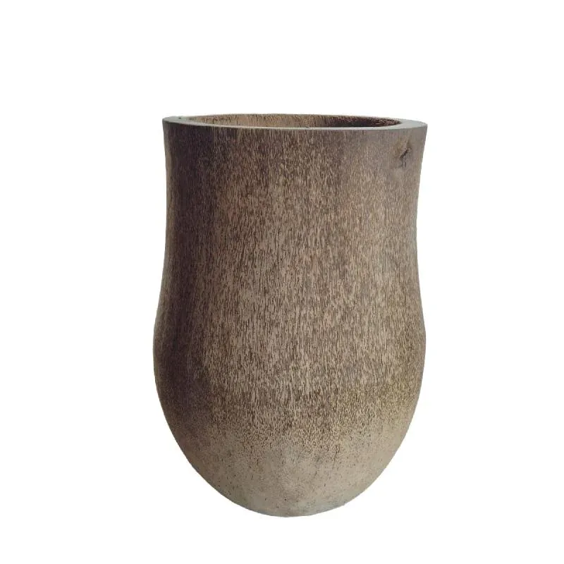 Blumentopf aus Palmenholz, rundes Design, Natur-Finish, S – Jamez | PTMD