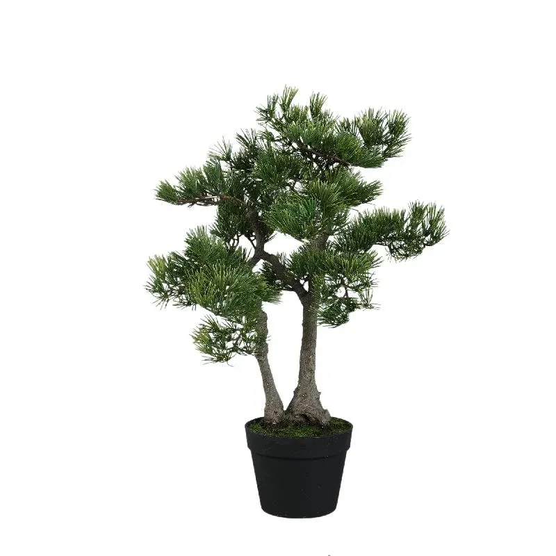 Baumgrün mit Kiefernbaum, im schwarzen Topf und aus Kunststoff, M | PTMD