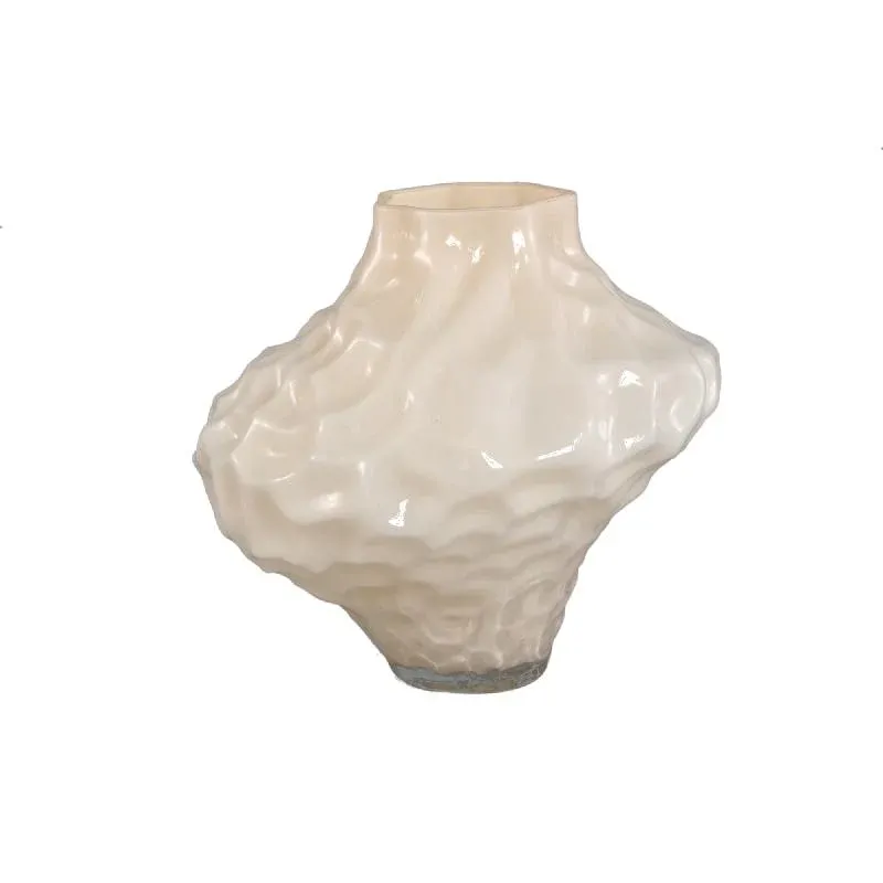 Vase – Massives Glas, Unregelmäßige Form, Creme Farbe L – Moises | PTMD