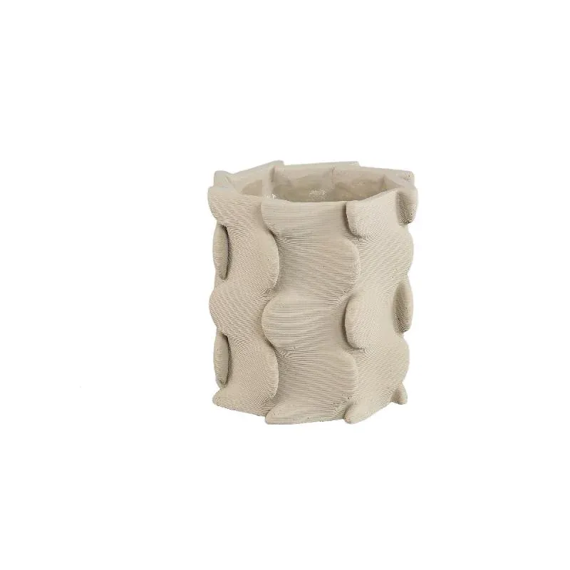 Topf– Beige Farbe, Dreidimensionales Erweiterungs Design, Zement Material, L – Norma | PTMD