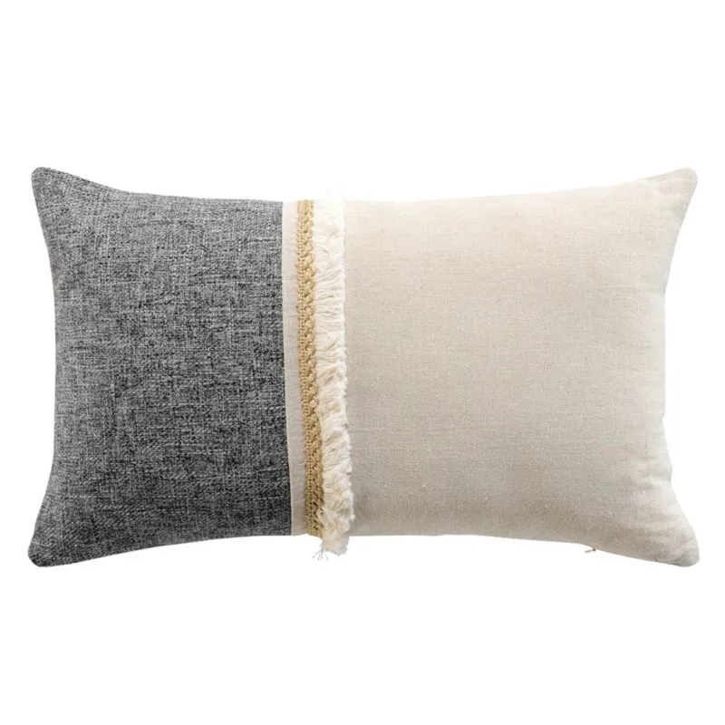 Dekokissen Jute Baumwolle Beige Grau 30 x 50 cm