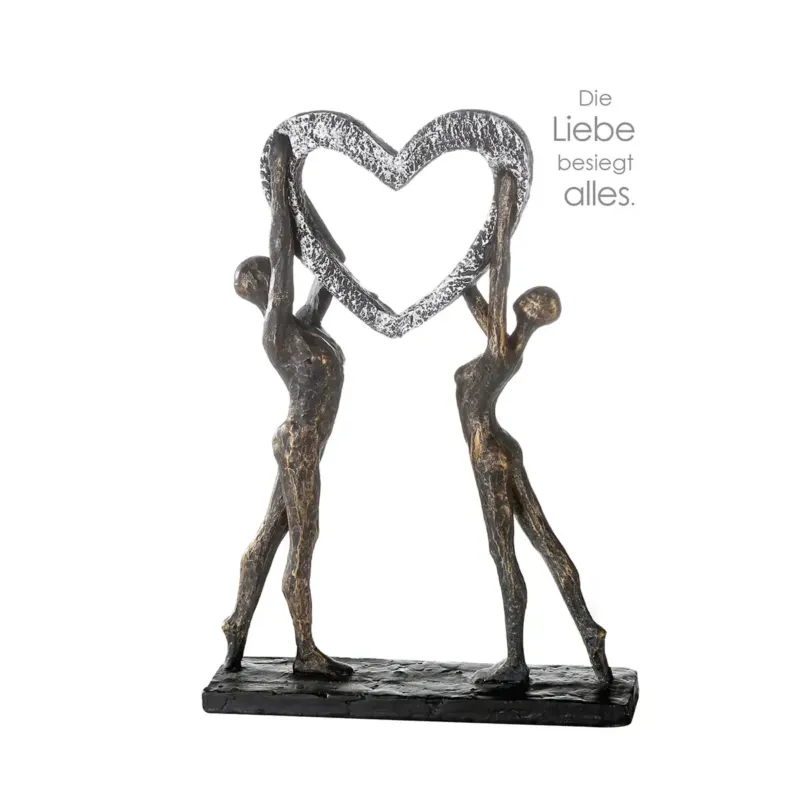 Skulptur – Mattes Kunstharz, Strukturierte Oberfläche, Herzmotiv, 37 cm - Victory | Gilde