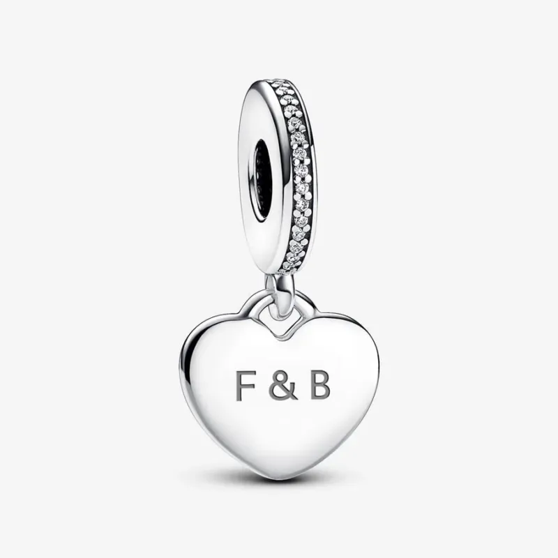 Pandora Herz Charm-Anhänger: Gravierbares, Sterling-Silber