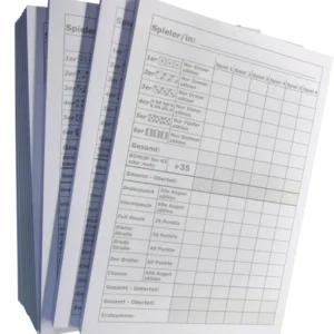 Block für Würfelspiel - 50 Blatt, DIN A6, 50 Blatt, Qualitäts-Offset-Papier 80g/m² (22640)