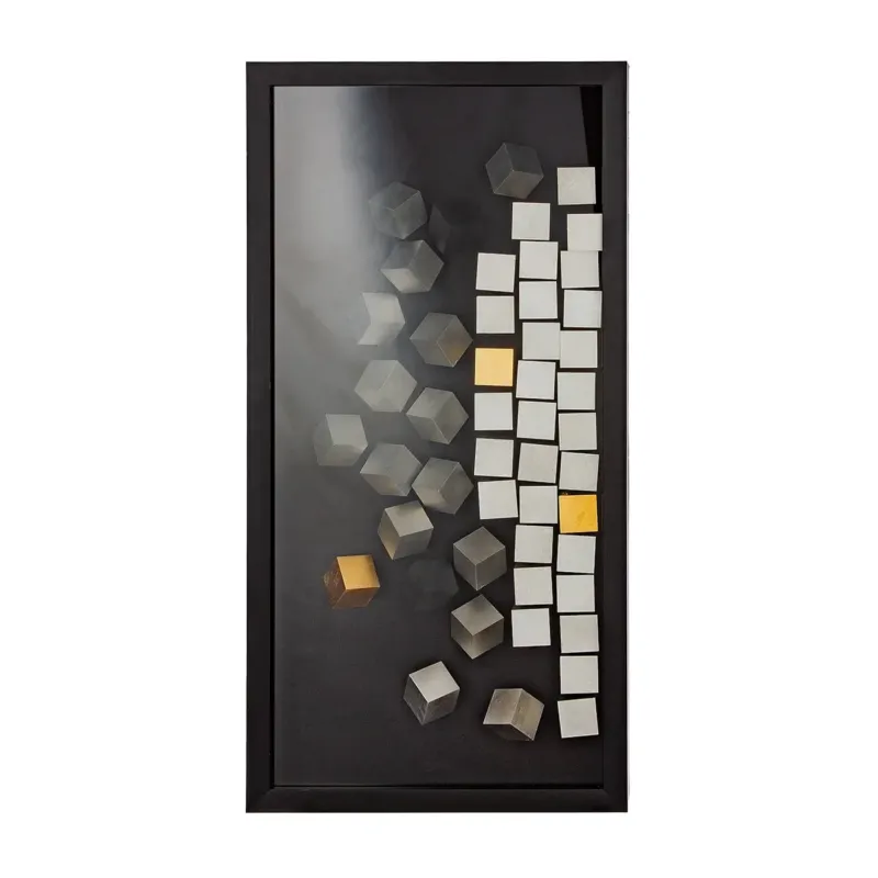 Wandbild – Glas Oberfläche, Metallische Optik, Würfel Design - Cubes | Gilde