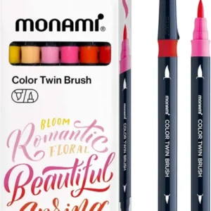 MONAMI Color Twin Brush Marker Pens,Flower Color 6-Pack