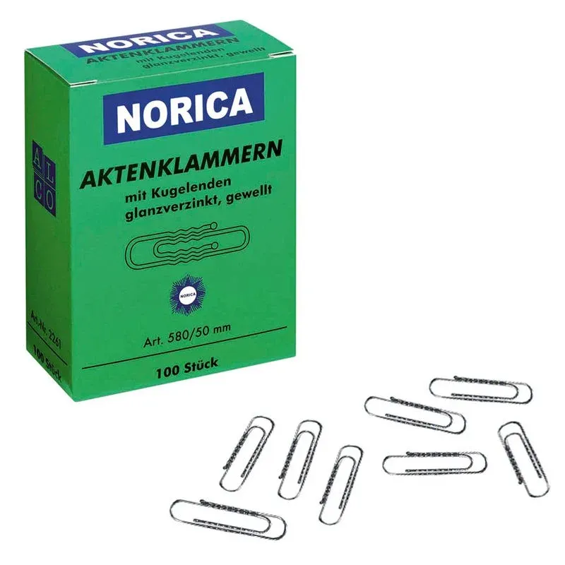 ALCO Aktenklammern NORICA silber galvanisiert, 100 St.