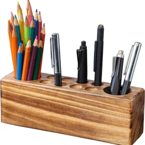 10 Slots Rustic Vintage Wooden Pen Holder Rustic