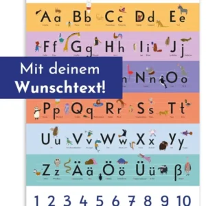 Personalisiertes ABC Poster mit Tiermotiven und Zählhilfe, 61 x 91,5 cm