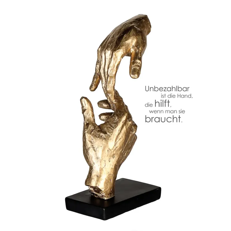 Skulptur – Goldene Optik, Strukturierte Oberfläche, Symbolische Hände - Two Hands | Gilde