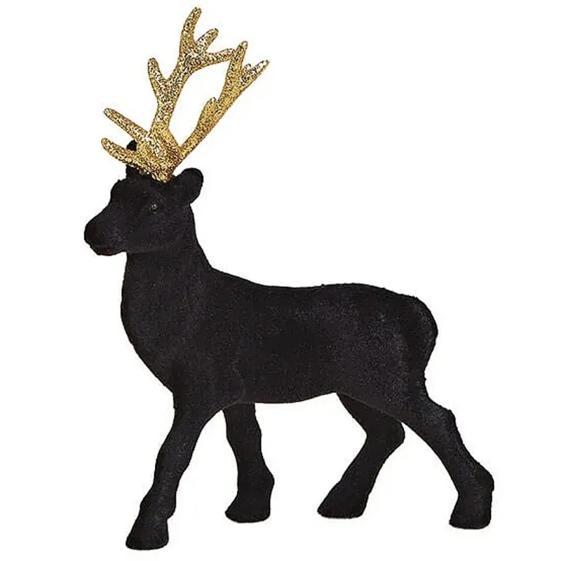 Hirsch schwarz gold glitzer 21 cm