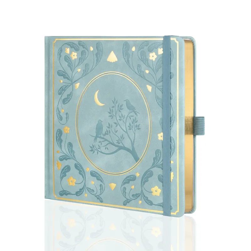 8x8 Square Moonlight Melody Dot Grid Notebook - Light Blue