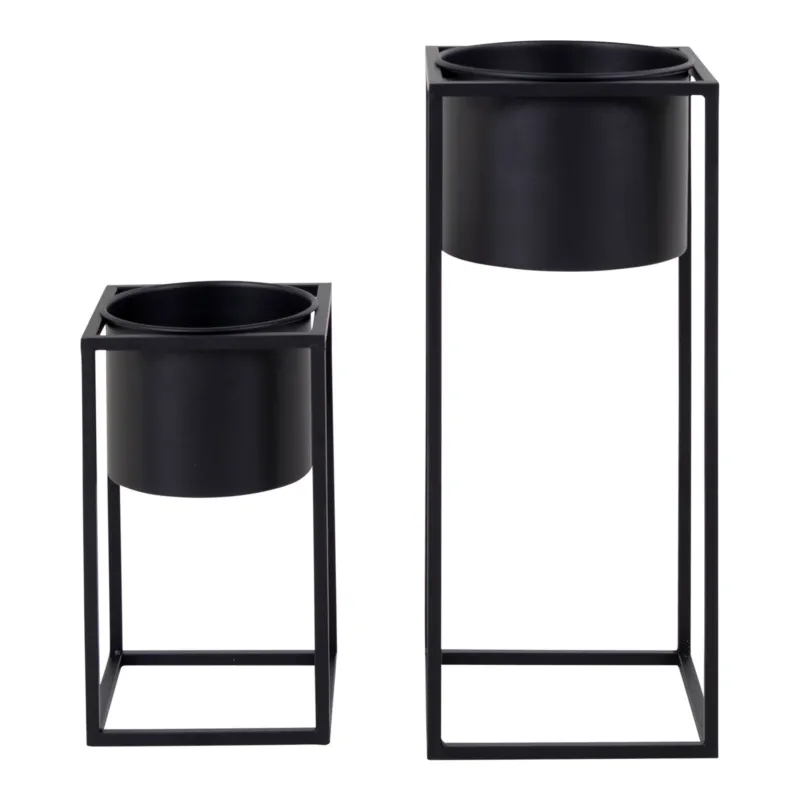 Blumentopf-Set – Schwarzer Stahl, Zweier-Set, Zwei unterschiedliche Höhen - Marla | House Nordic