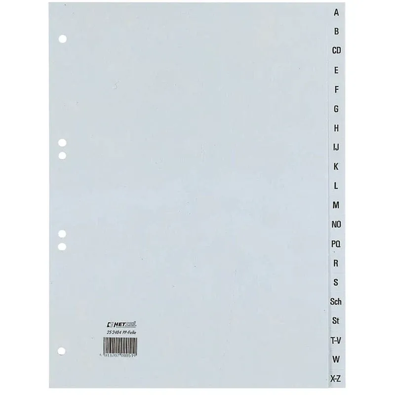 HETZEL Ordnerregister Vollformat A-Z grau 20-teilig, 1 St.
