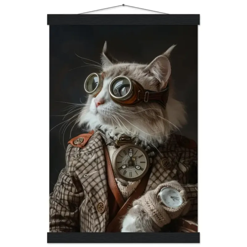 Schulposter – Javaanse Katze, Steampunk-Outfit, antike Taschenuhr | St Tropez Art