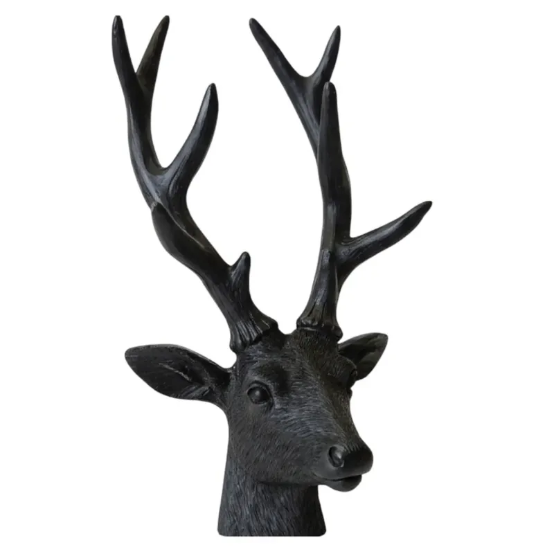 Dekohirsch modern Schwarz 22 cm Poly Hirschkopf Weihnachten Deko