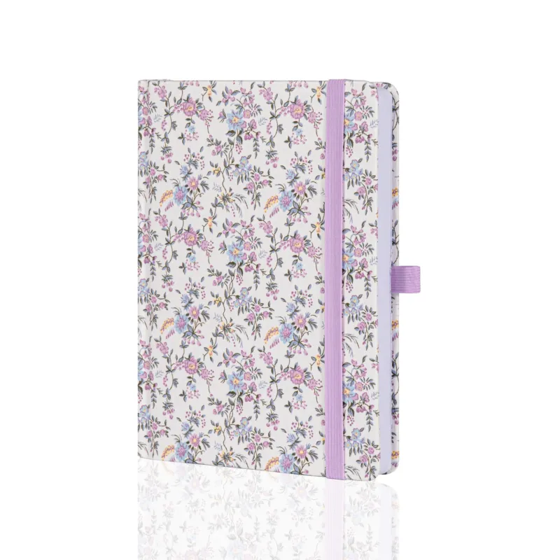 A5 Floral Dot Grid Notebook - Lavender