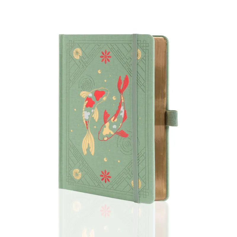 A5 Lotus & Koi Notebook - Light Green