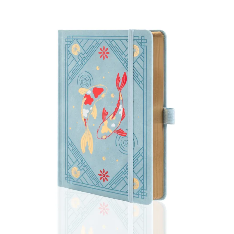 A5 Lotus & Koi Notebook - Light Blue