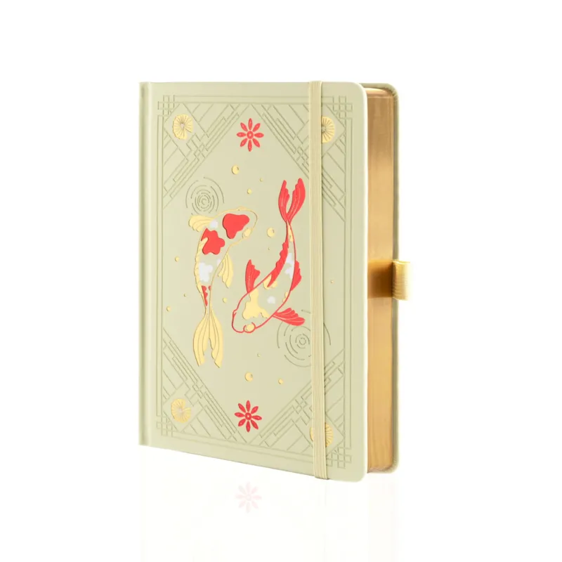 A5 Lotus & Koi Notebook - Light Yellow