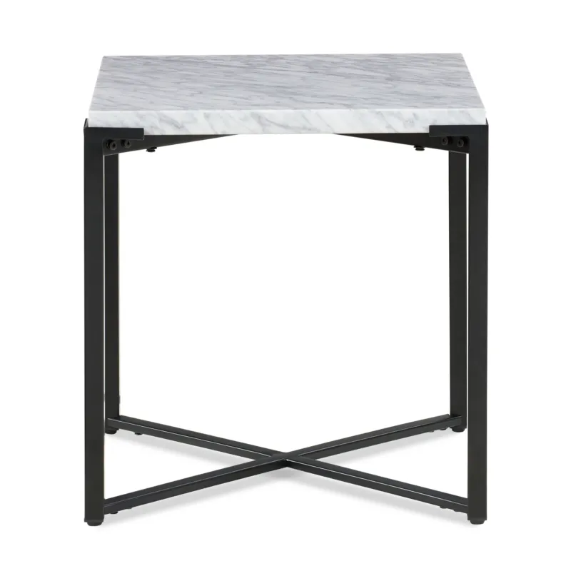 Beistelltisch – Carrara Marmor, Stahlgestell, Mattschwarz - Saxon | Modus Furniture International