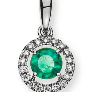 Anhänger Weissgold 750 mit Smaragd 0.26ct und Brillanten 0.07ct