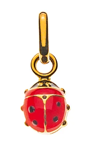 Anhänger Marienkäfer klein Gelbgold 750 rot schwarz emailliert 5x5mm