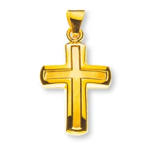 Anhänger Kreuz Gelbgold 750 mittig gesandelt