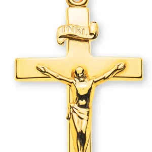 Anhänger Kreuz Gelbgold 750 mit Christus gesandelt/poliert