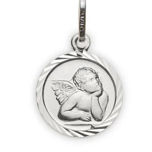 Anhänger Medaille Engel Weissgold 750 10mm