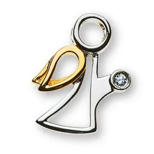 Anhänger Medaille Engel Bicolor 750 Diamant 0.0075ct