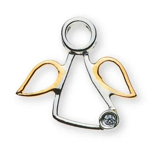 Anhänger Medaille Schutzengel Bicolor 750 Diamant 0.0075ct