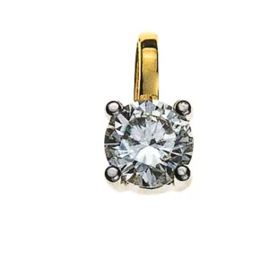 Anhänger Solitär 4-Griff Bicolor Gelb-/Weissgold 750 H-SI 0.15 ct.