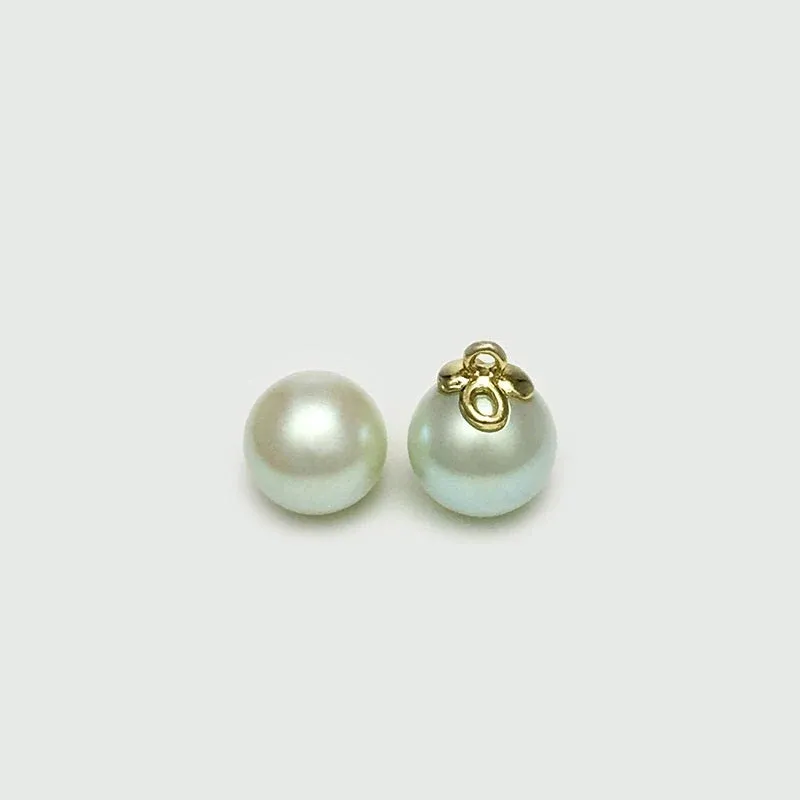 10mm Round Pearl Buttons Golden Loop for Cheongsam Shirts 20pcs Green