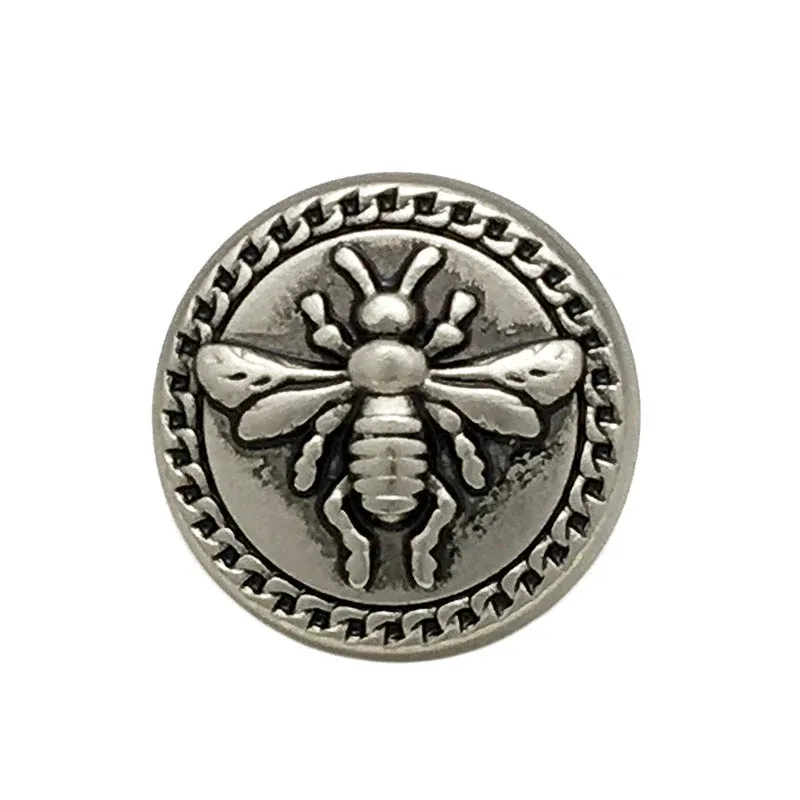 15/20mm Antique Gold Silver Bee Round Metal Buttons 20PCS