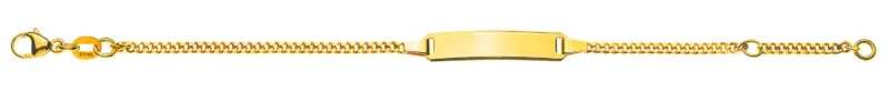 Bébé Armband Panzer geschliffen Gelbgold 750 mit Gravurplatte lang