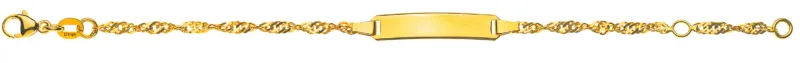 Bébé Armband Singapur Gelbgold 750 mit Gravurplatte lang
