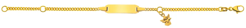 Armband Panzer diamantiert Gelbgold 750 mit Gravurplatte und Engel