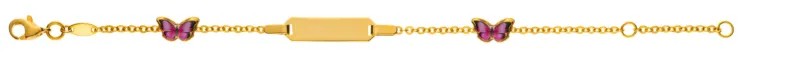Kinder Armband Spiegelanker Gelbgold 375 2 Schmetterlinge