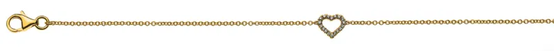 Armband Herz Gelbgold 750 mit 18 Brillanten 0,06 ct. 19cm