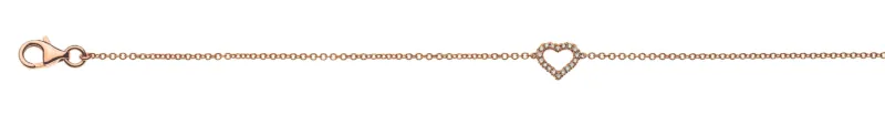Armband Herz Rotgold 750 mit 18 Brillanten H SI 0.06ct. 19cm