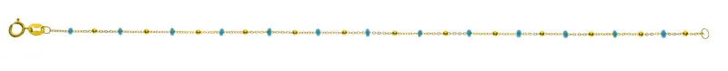 Collier Spiegelanker Gelbgold 750 Emaille hellblau 42cm