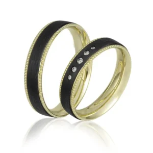 Breuning Trauringe Carbon mit Diamanten - 48/06518 & 48/06517