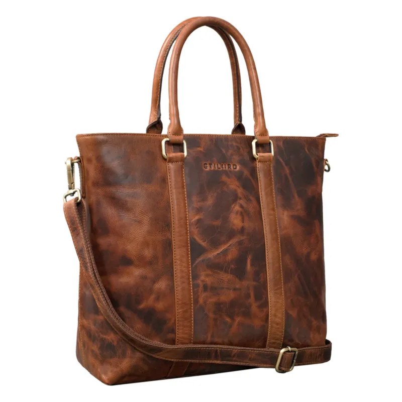 Große Businesstasche Damen Leder cognac