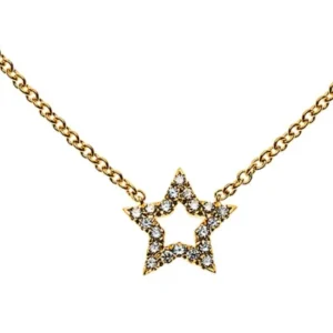 Collier Stern Gelbgold 750 mit 20 Brillanten H SI 0.10ct 45cm