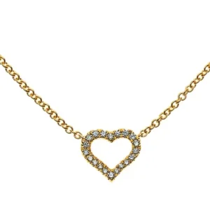 Collier Herz Gelbgold 750 mit 20 Brillanten H SI 0.08ct 45cm