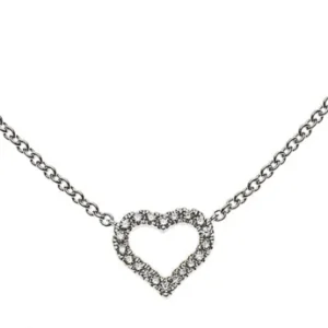 Collier Herz Weissgold 750 mit Brillanten 0.08 ct. 45cm