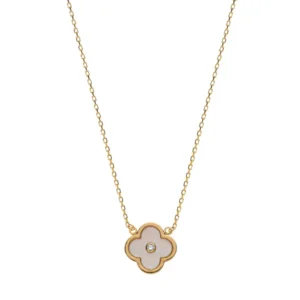 Collier Gelbgold 375 Perlmutt Fantasieform Zirkonia 45cm